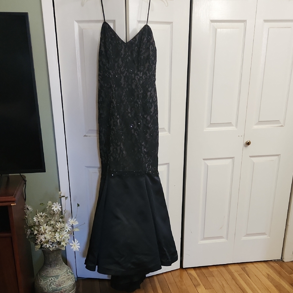 Elegant Black Lace Evening Gown